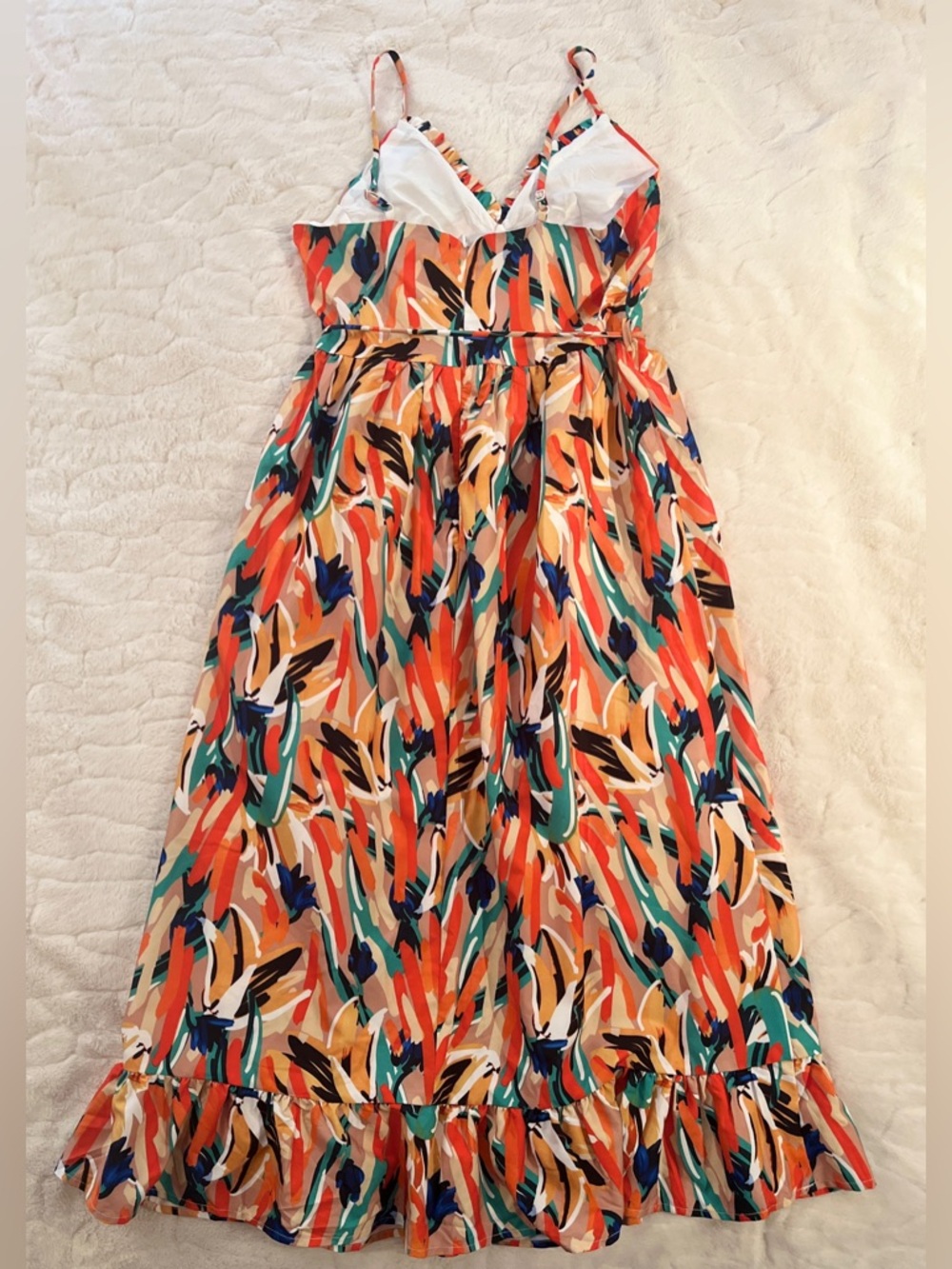 Commense Multicolor Orange & Green Midi Dress - Picture 5 of 9